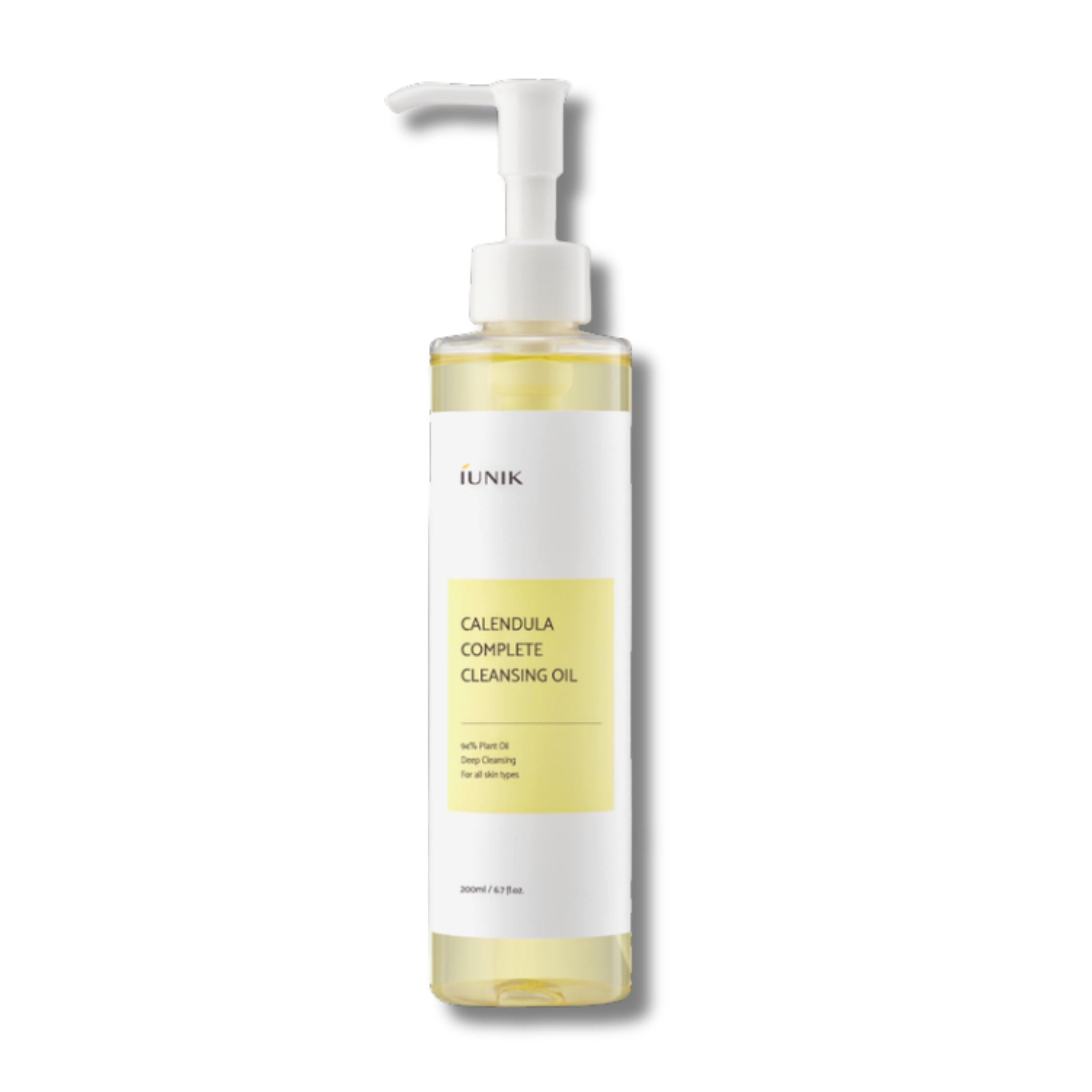 Bottle of IUNIK Calendula Complete Cleansing Oil on a white background