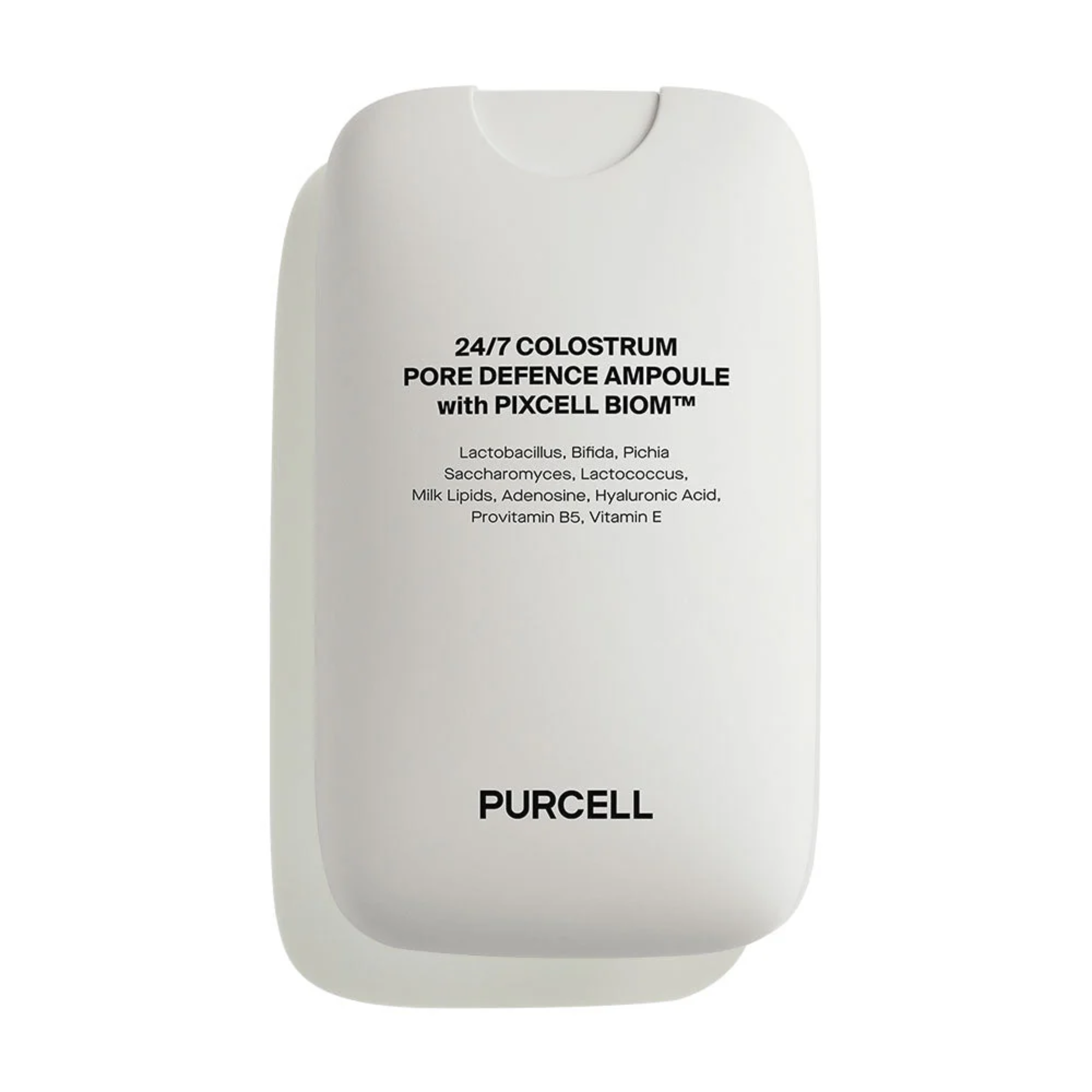 White container of 24/7 Colostrum Pore Defence Ampoule with Pixcell Biom by Purcell on a white background