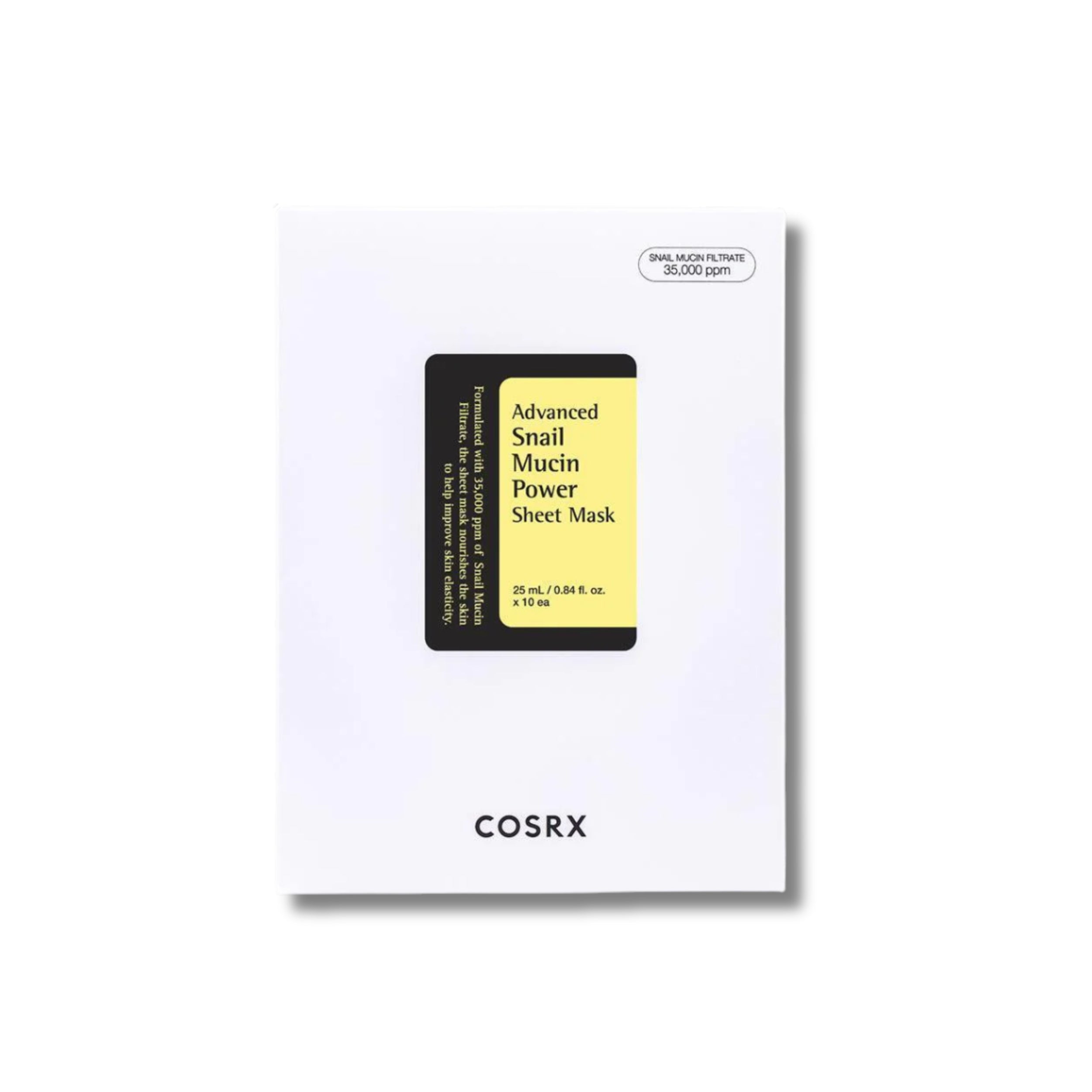COSRX Advanced Snail Mucin Power Sheet Mask packaging on a white background