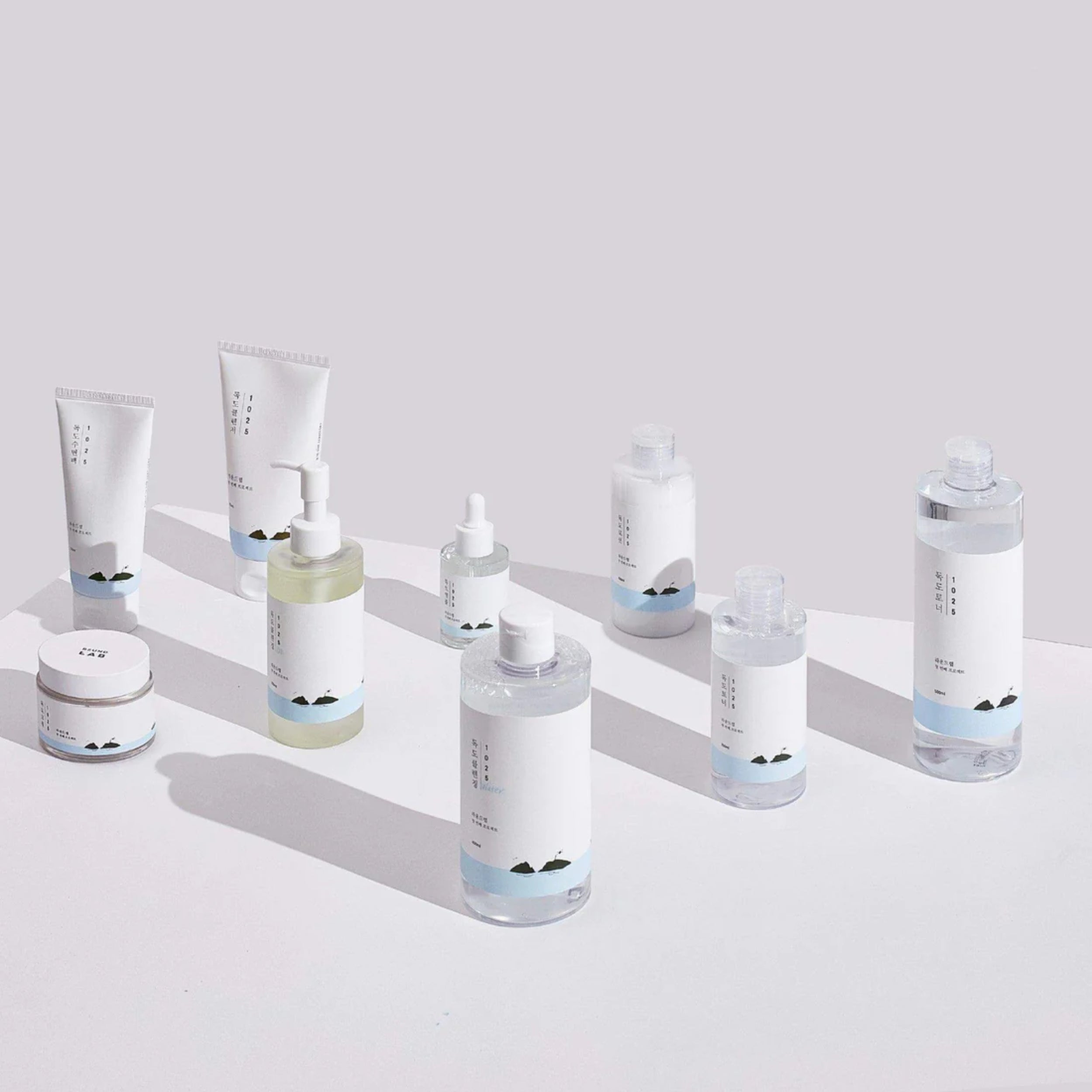 Skincare products on a light gray background