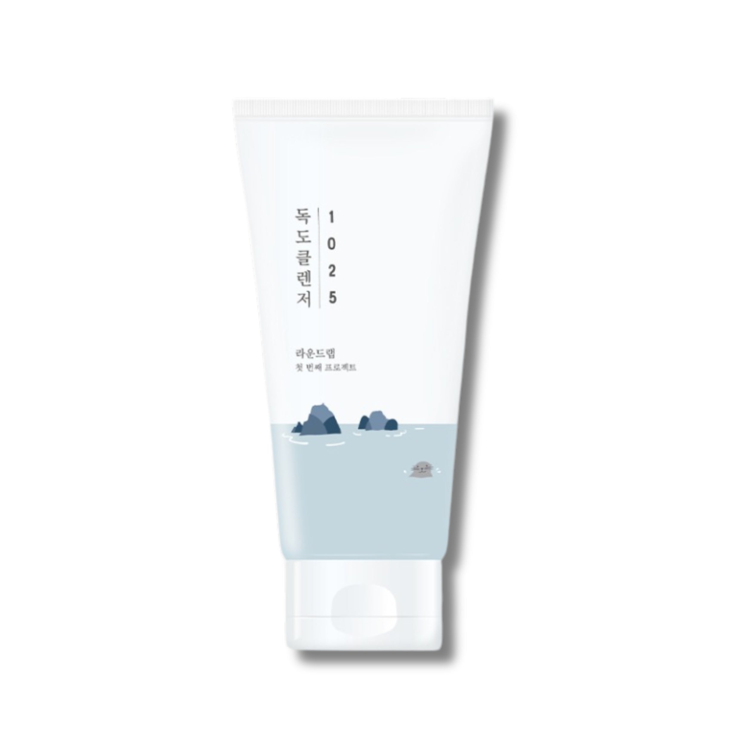 White skincare product tube with blue accents on a white background