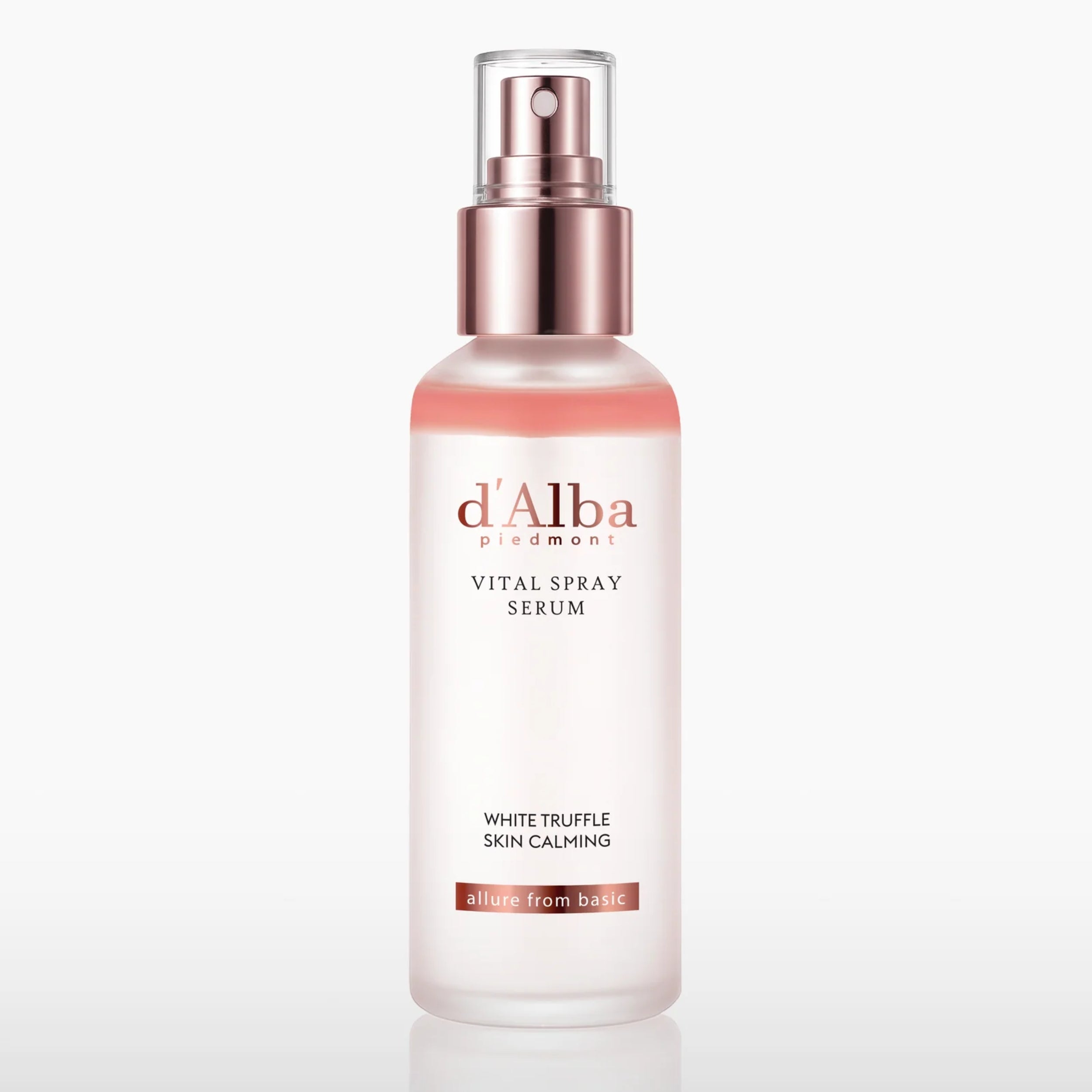 d'Alba vital spray serum bottle on a white background